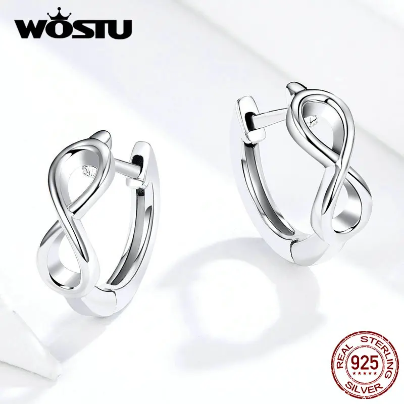 

WOSTU 2019 New 100% Real 925 Sterling Silver Infinite Love Stud Earrings For Women Making Silver Earrings Gift FIE743