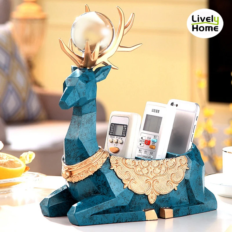 

Deer Remote Control Holder Resin Storage Case for Air Conditioner Controller Status Sculpture Desktop Home Office Organizer