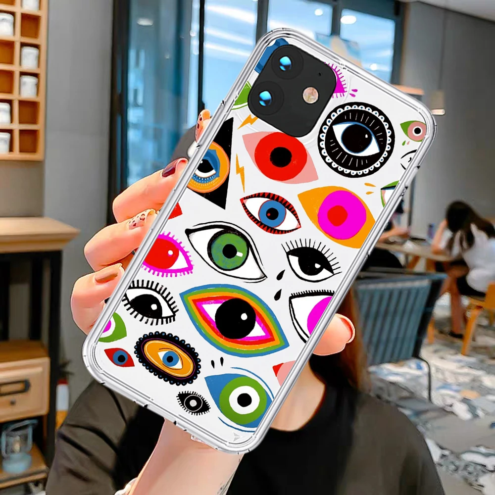 

New Lucky Eye Blue Evil Eye Print Clear Phone Case For iPhone 12 Pro Max 6 6S 7 8 X XS XR 11 Pro Max SE 2020 cover soft silicone