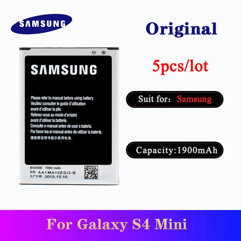 5 шт. оригинальный Samsung S4 мини аккумулятор B500BE 1900 мАч для SAMSUNG Galaxy Mini I9190 I9192 I9195 I9198 NFC