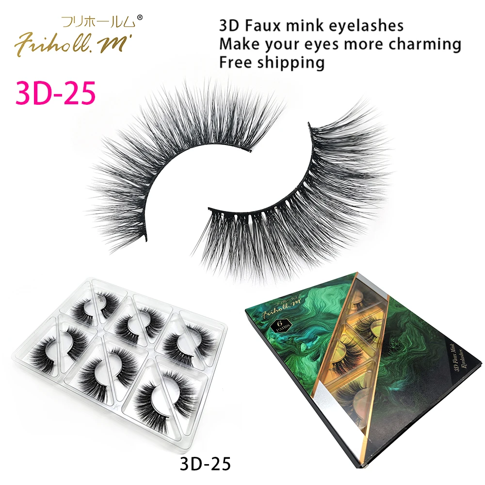 3D-25 Friholl. m шелковые ресницы, 6 пар, натуральные норковые 3d накладные ресницы для наращивания, личная этикетка, 3d синтетические шелковые ресницы - Цвет: 3D-25