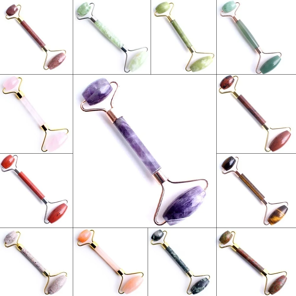 1 шт. натуральный массажер для лица с двойной головкой и кристаллами инструмент