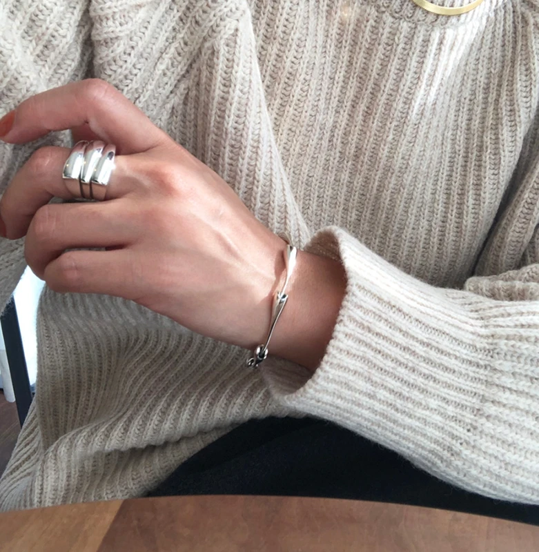 

Silvology 925 Sterling Silver Water Drop Slub Bracelets&bangles Elegant Soft Cuff Bracelets for Women 925 Festival Jewelry Gift