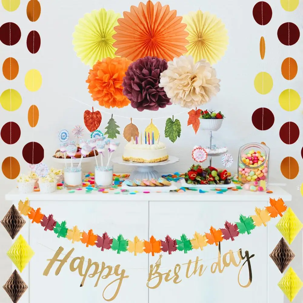 Осенний Детский комплект украшений на день рождения оранжевый желтый коричневый