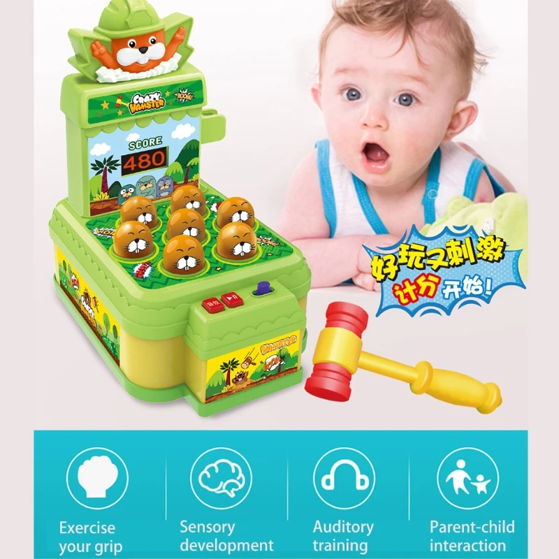 Whack Game Toy with Mole Mini Electronic Arcade Pounding Bench Coin game 1 Hammers Interactive Educational |