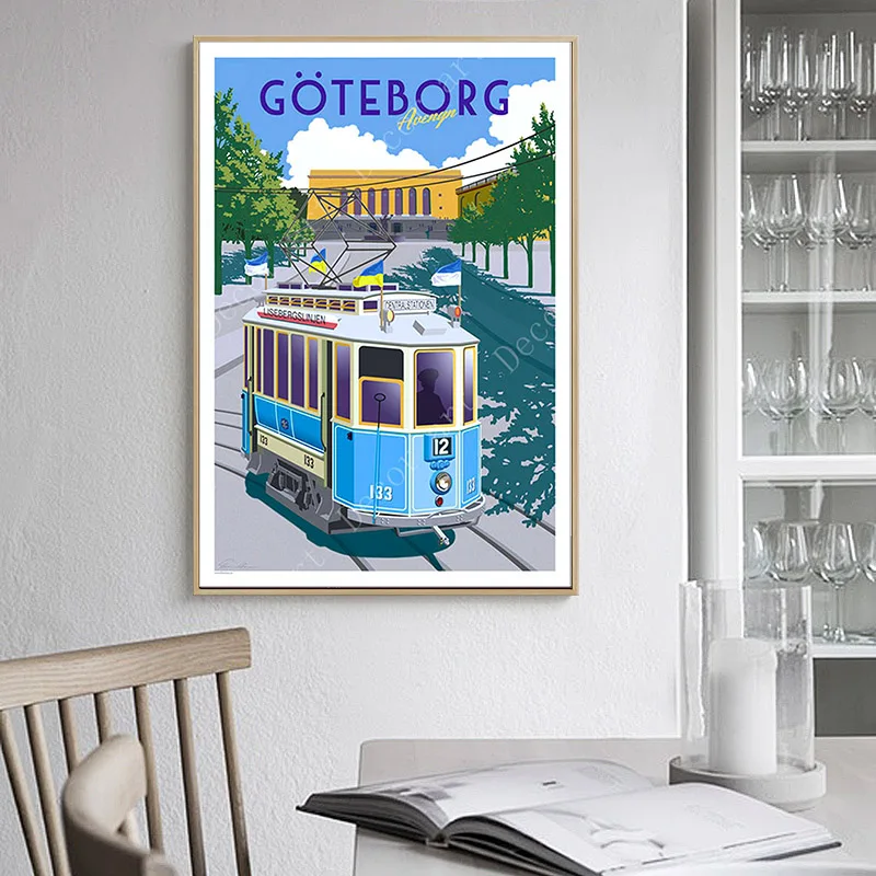 

Gothenburg Sweden Travel Canvas Paintings Vintage Wall Kraft Posters Coated Wall Sticker Home Decoration Gift