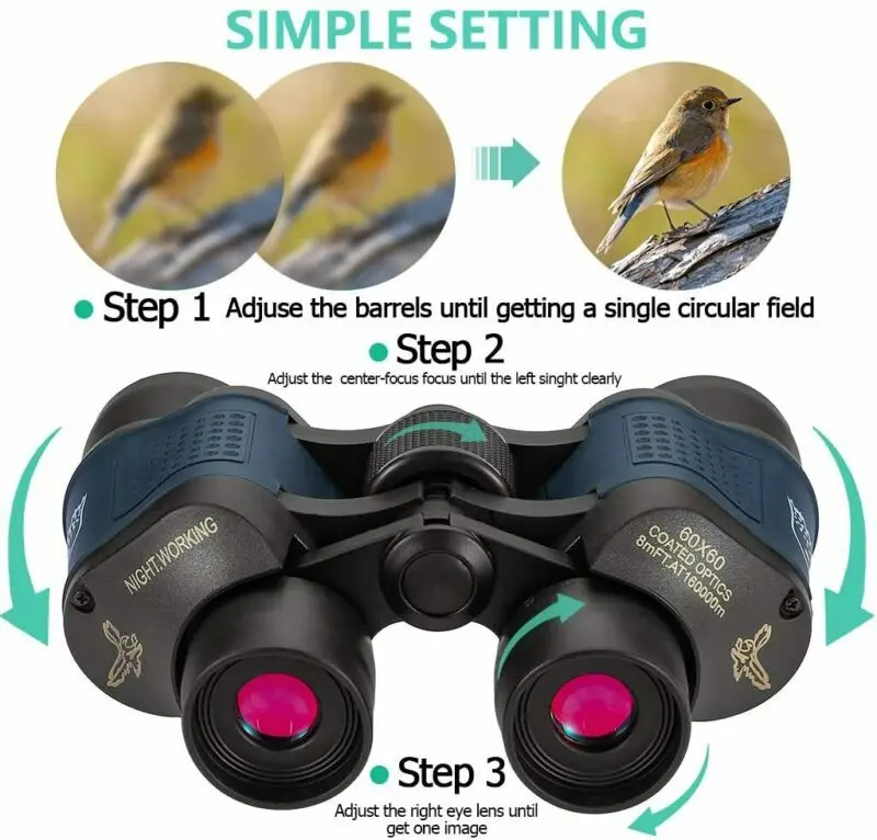 

USA 60X60 Zoom Binoculars Day/Night Vision Travel Outdoor HD Hunting Telescope