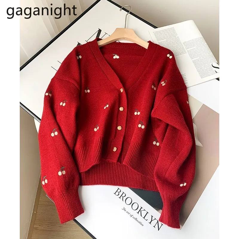 

Gaganight милый женский кардиган с вышивкой качания с длинным рукавом весна-осень Модный женский вязаный шикарный корейский Кардиган Повседнев...