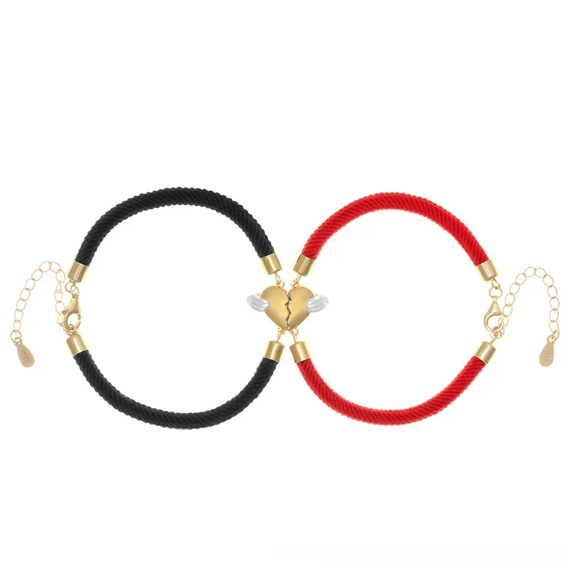 

S925 pure silver stitching mutual attraction couples with a pair of bracelets for men and women