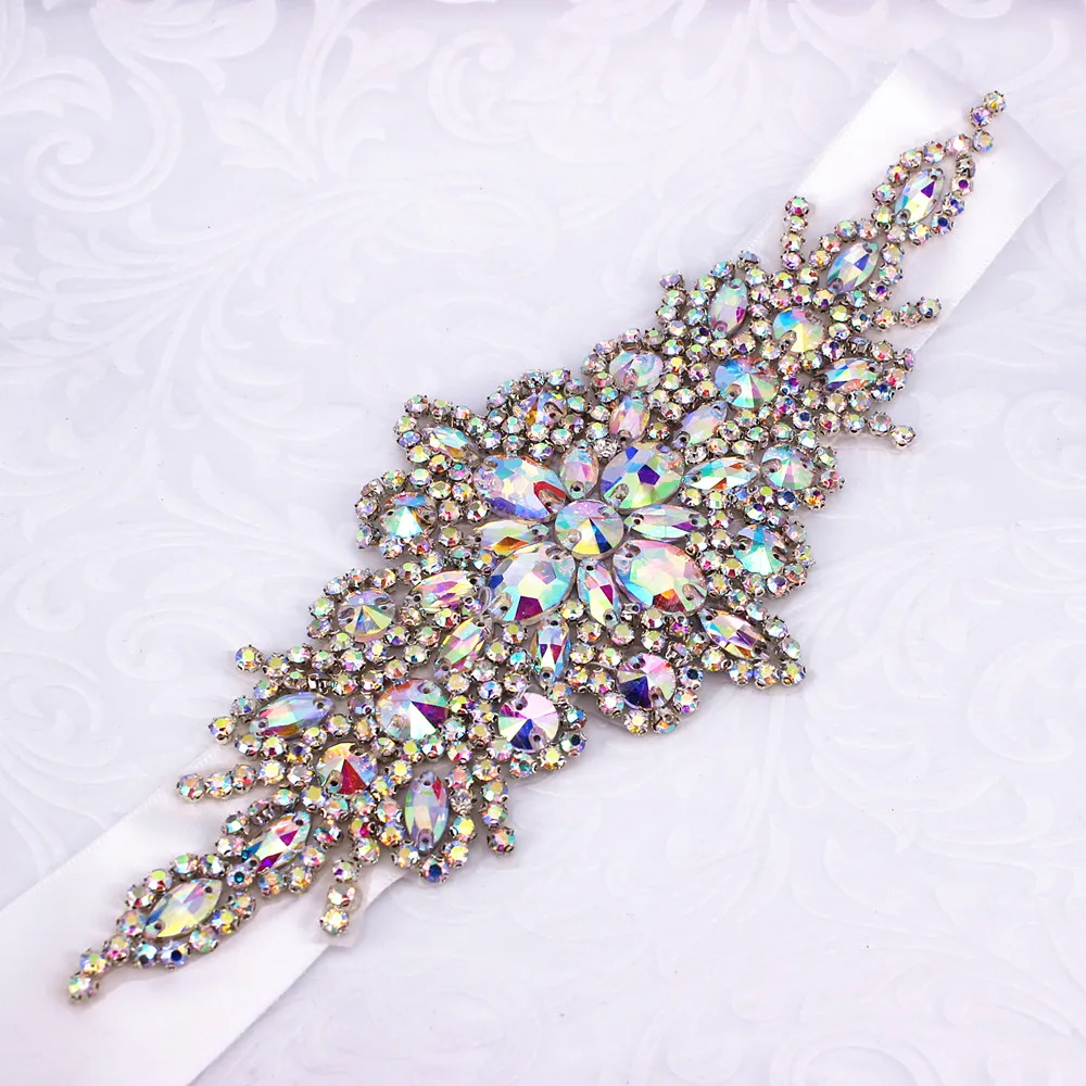 AB серебряный бриллиантовый Кристальный свадебный пояс для невесты платья