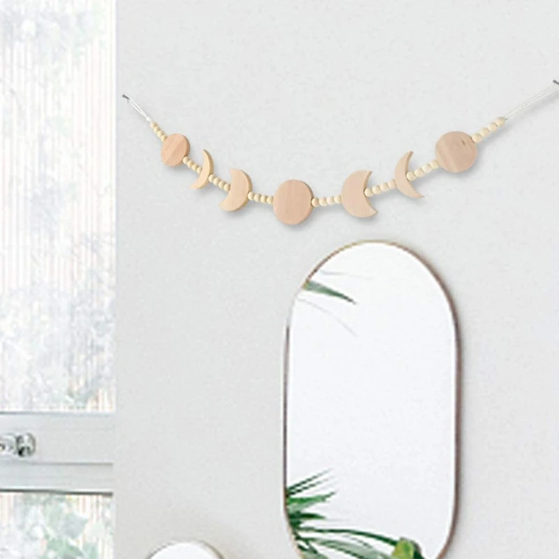 

Wall Hanging Ornament Garland Wooden Star Moon Bead Kids Room Nursery Home Decor