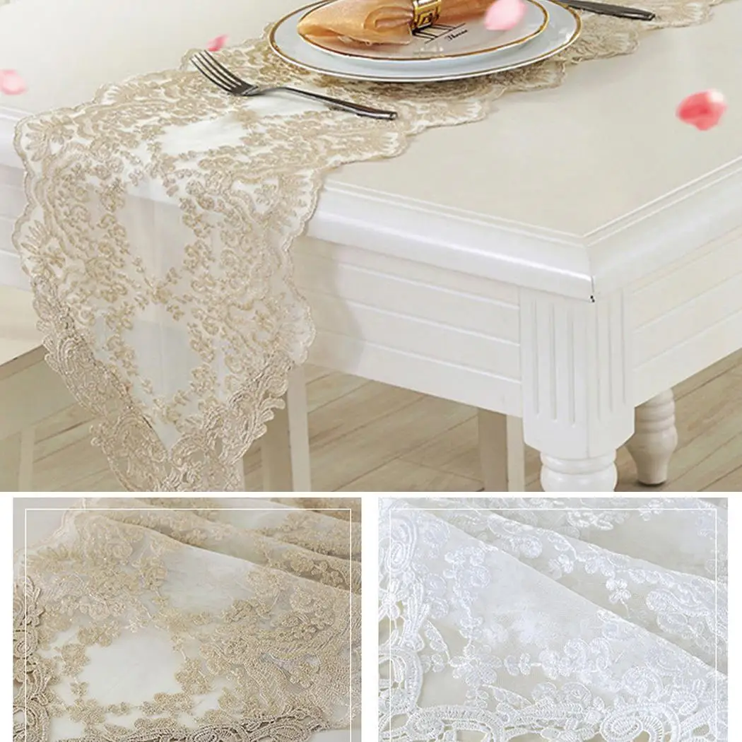 Простая кружевная скатерть белый стол светло-золотой телевизор обеденный | Дом и