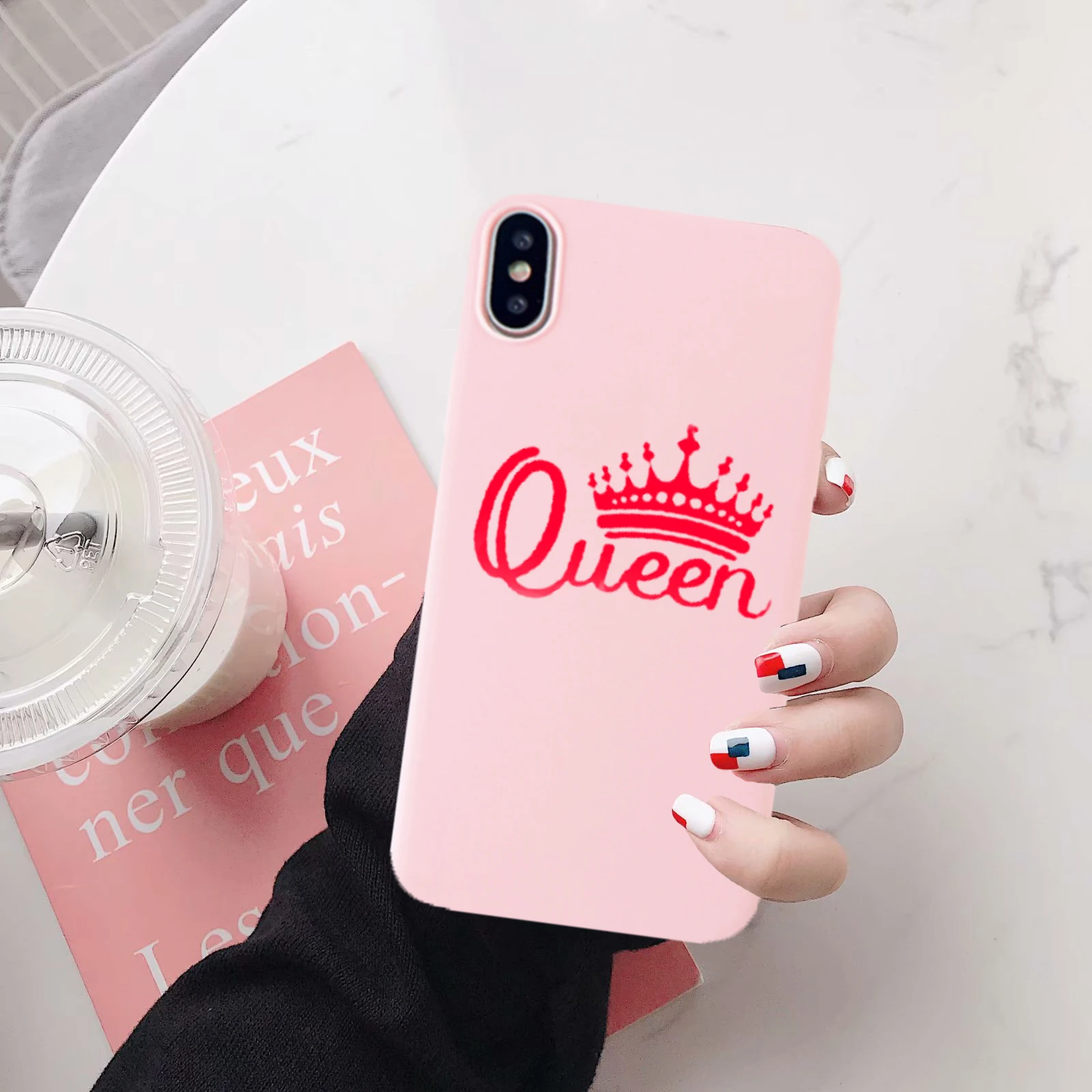 GYKZ мультяшная корона король королева пара чехол для iPhone XS MAX X XR 7 8 6 6s Plus буква