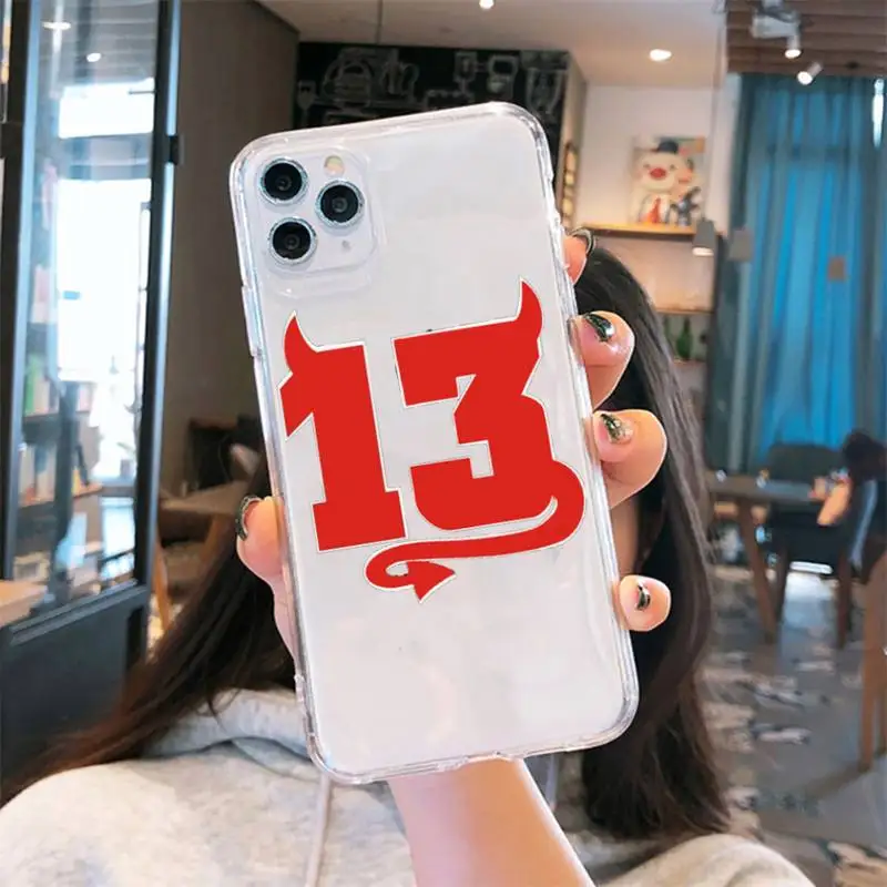 

Number 13 Lucky Multi Silicone Phone Case Transparent for iPhone 6 7 8 11 12 s mini pro X XS XR MAX Plus cover funda shell