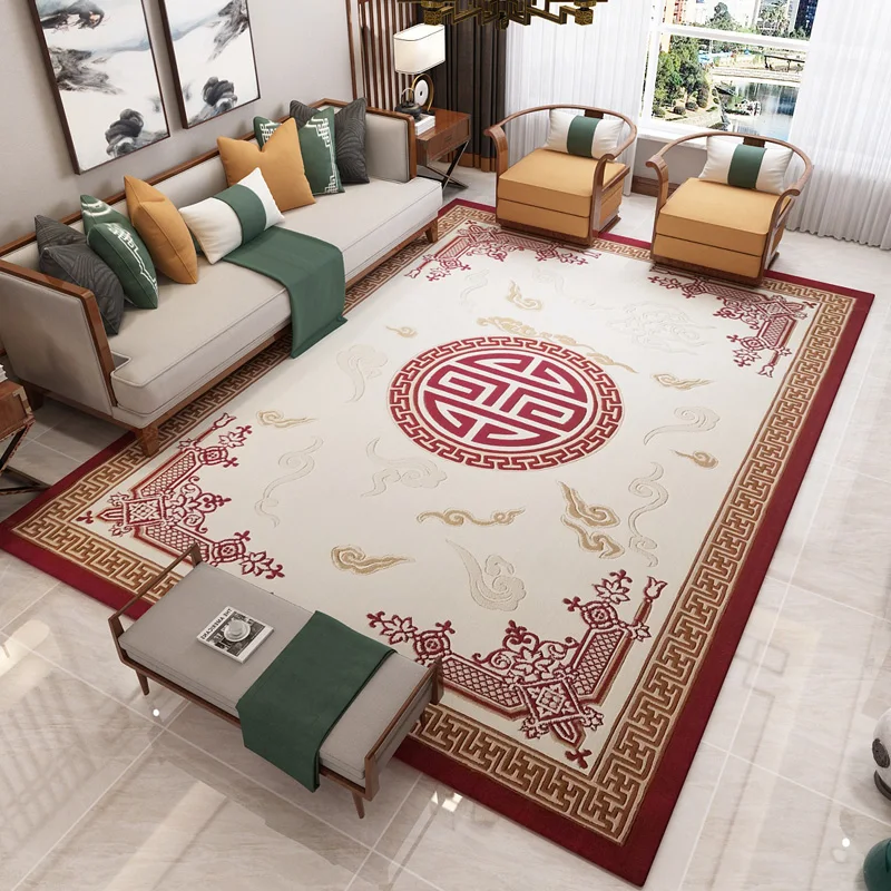 

New Chinese Carpet Living Room Chinese Style Sofa and Tea Table Carpet Simple Bedroom Bedside Zen Retro Traditional Style