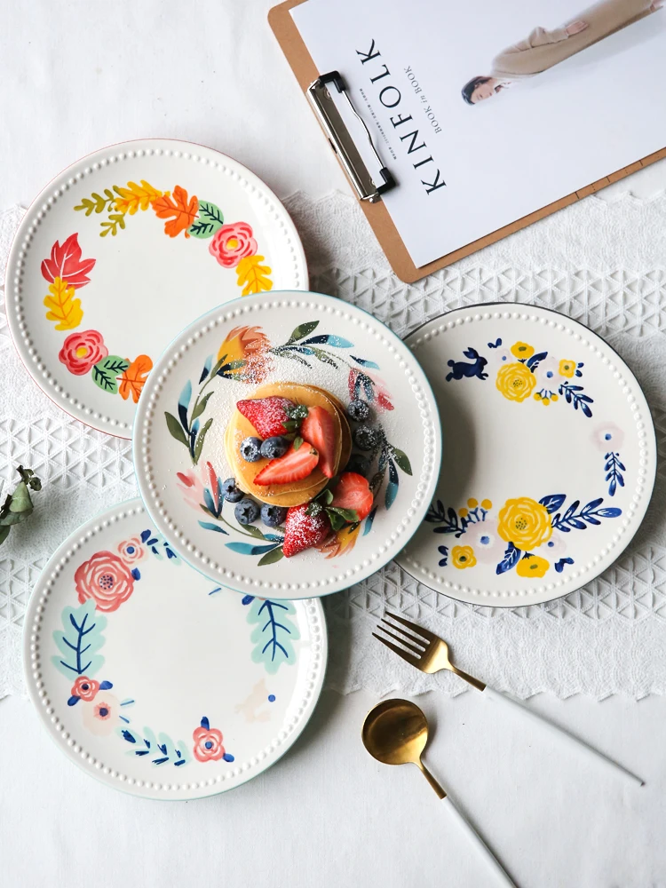 Четыре сезона ручная роспись керамическая посуда тарелка Бытовая креативный