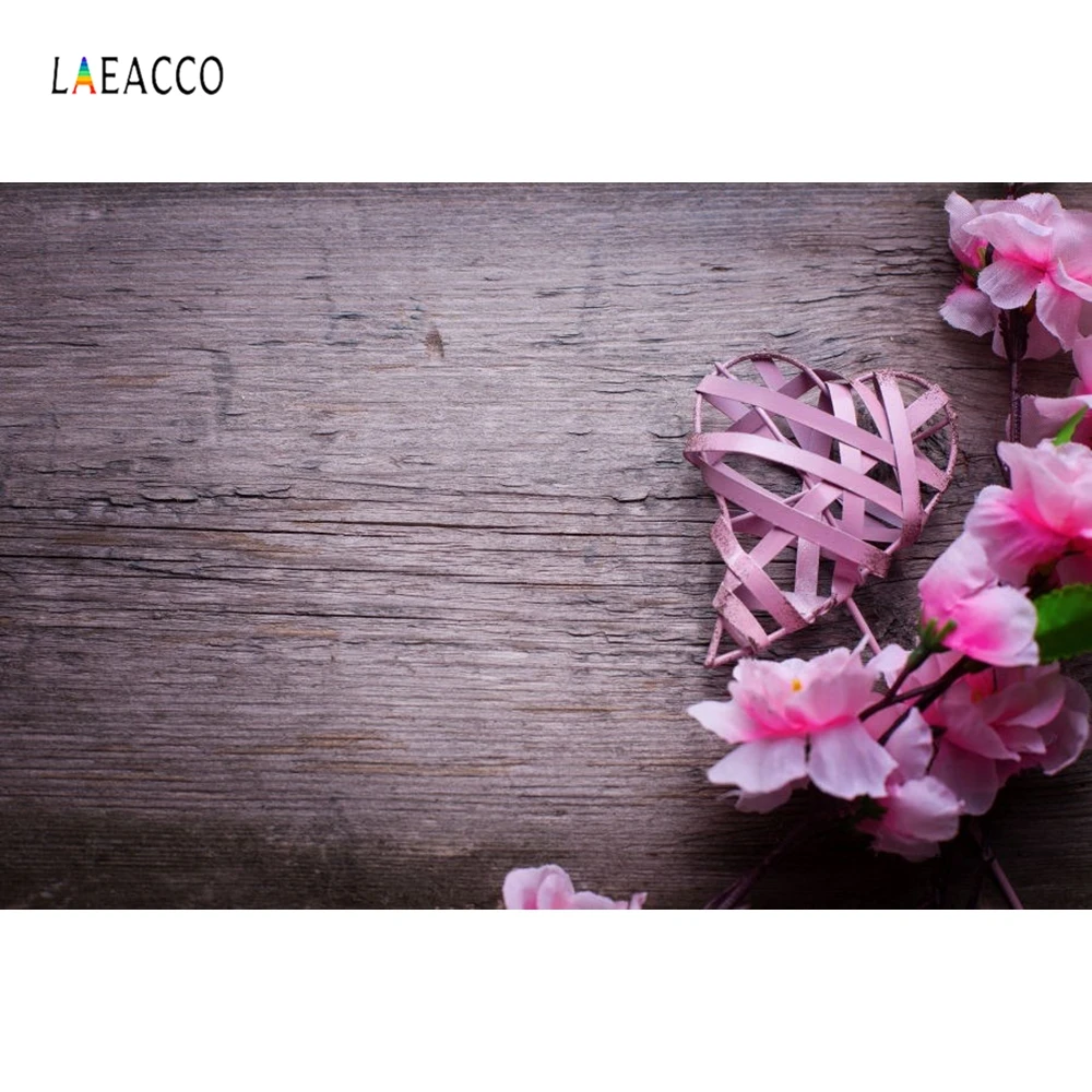 Laeacco Цветы Сердце деревянная доска сцена фон для фотосъемки виниловый Фотофон на