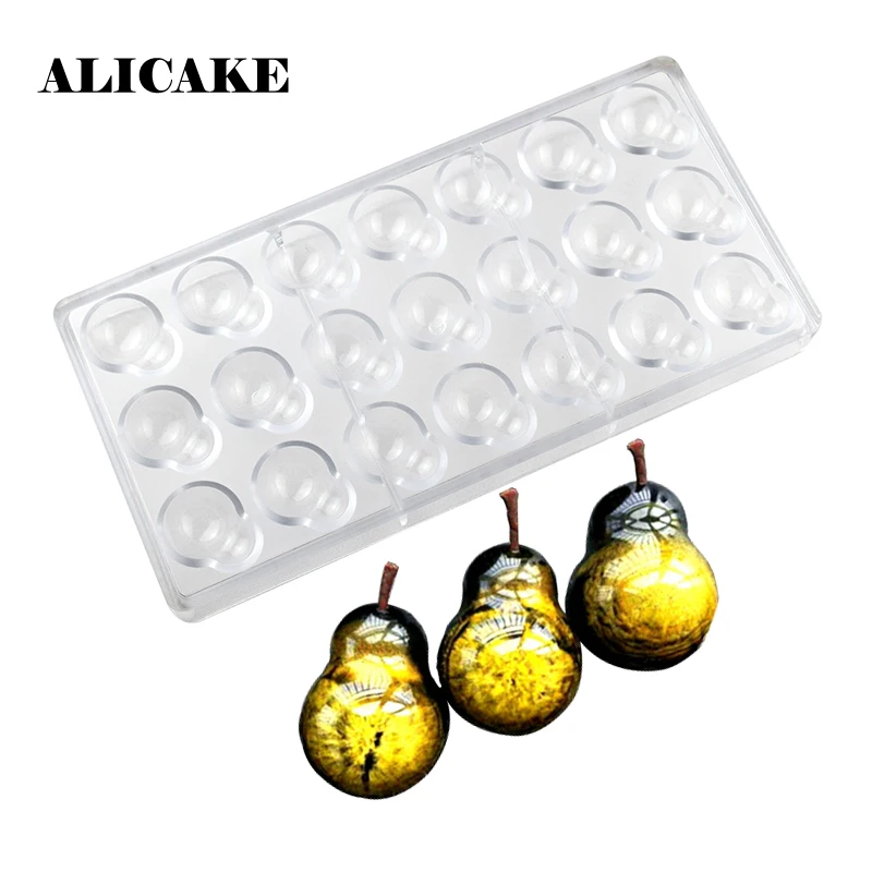 

21 полость 3D форма для шоколада, тыква, груша, поликарбонат, пластиковые формы для помадки, аксессуары для кухни, трафарет для торта, инструме...
