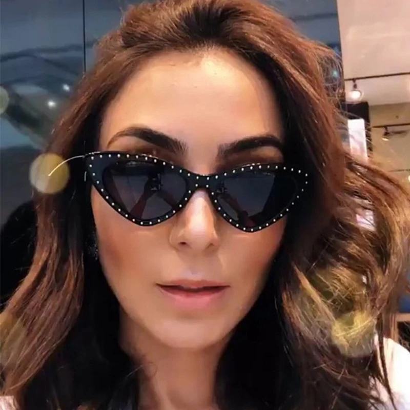 Женские солнцезащитные очки кошачий глаз винтажные треугольные сексуальные