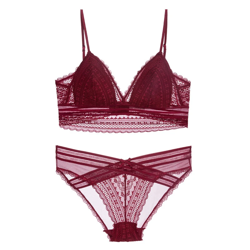 Комплект женского нижнего белья с французским кружевом бюстгальтер глубоким