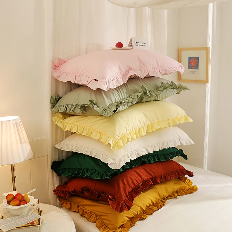 

Lotus leaf cotton pillow case single piece cotton pillow case room decoration bedding a pair of pillow cases 48x74cm