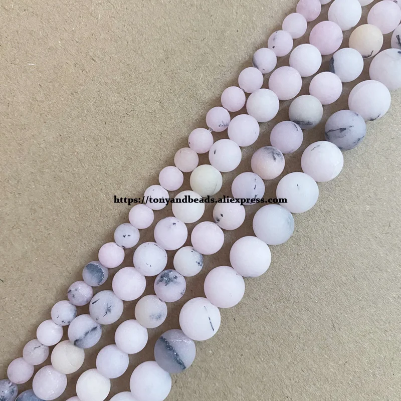 

Natural Stone Matte Pink Opal Color Jade Round Loose Beads 15" Strand 6 8 10 MM Pick Size For Jewelry Making DIY
