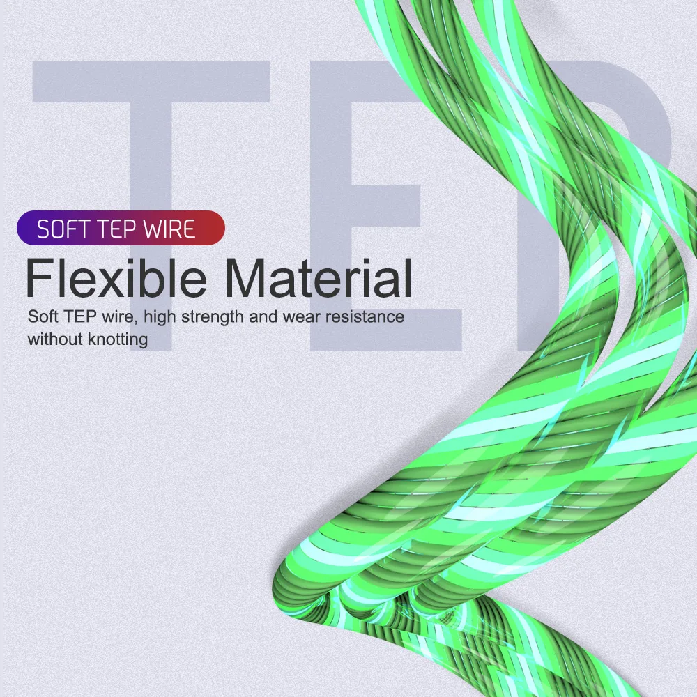 ED Light Micro USB Type C Cable Charger Data Cord For iPhone X 6 7 8 Plus Samsung Huawei Xiaomi Note 10 USBC Fast Charging Wire | Мобильные