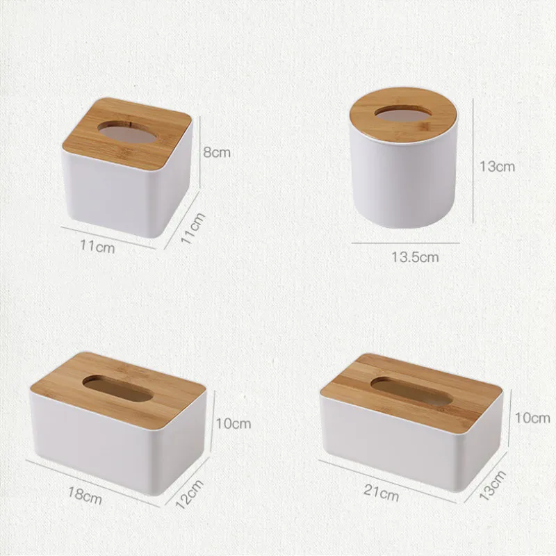 

6 Color Plastic Tissue Box Bamboo Cover Paper Tube Portable Paper Towel Holder European Home Drawer Tray Desktop Storage Box
