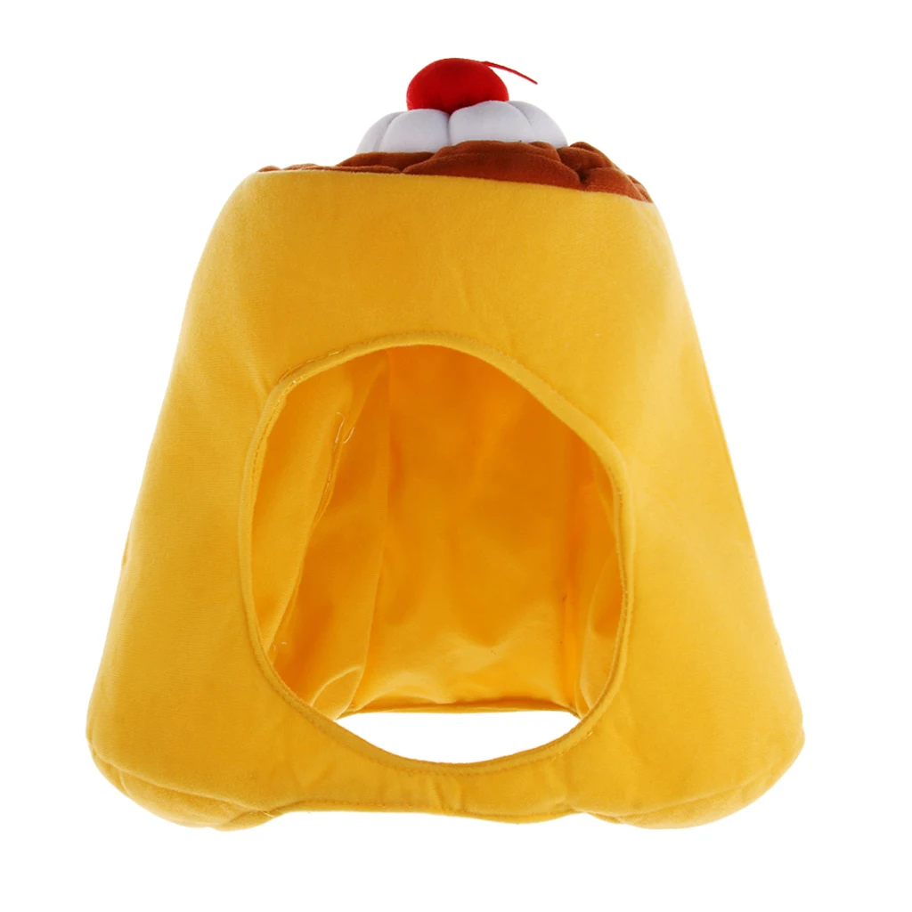 

Plush Yellow Pudding Headgear Hat Halloween Christmas Cosplay Headwear Cap