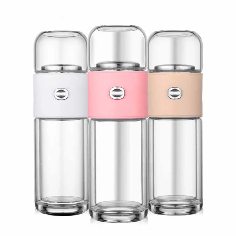 One button tea separation double glass filter portable lady flower tool 210ML | Дом и сад