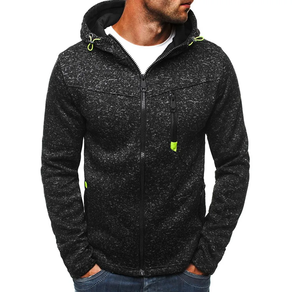 Men Sports Casual Wear Zipper Fashion Tide Jacquard Hoodies Fleece Jacket Fall Sweatshirts Autumn Winter Coat