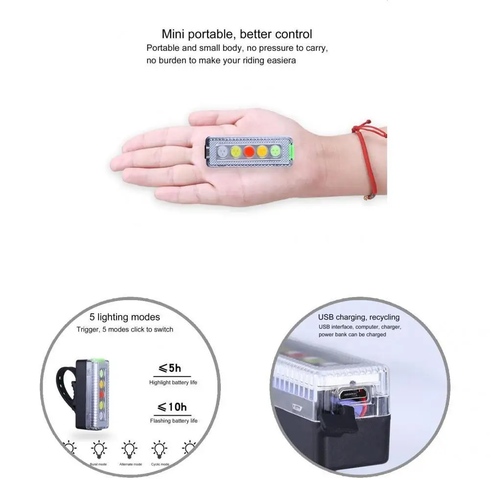 

IPX4 Waterproof High-quality 5 Colors Bike Rear Warning Lamp LED Bike Tail Light Stable for Helmet