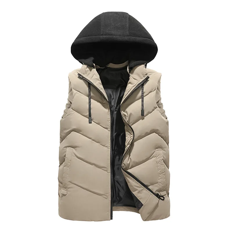 

2022 Autumn And Winter Men 'S Cotton Vest Hooded Loose Thick Simple Fashion Down Cotton-Padded Vest
