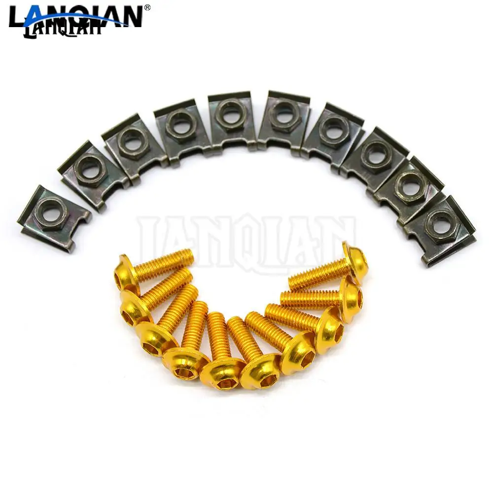 10PCS 6mm CNC motorcycle body work fairing bolts screws For SUZUKI GSXR 600/750 GSX-R 600 750 | Автомобили и мотоциклы