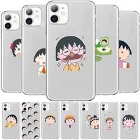 chibi maruko chan anime style phone case cover for iphone 11 pro max cases 12 8 7 6 s xr plus x xs se 2020 mini transparent ce