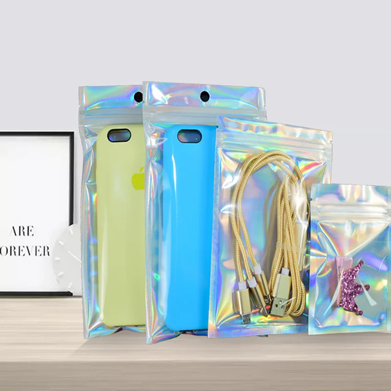 100 шт многоразовая сумка из алюминиевой фольги на молнии с висячим отверстием