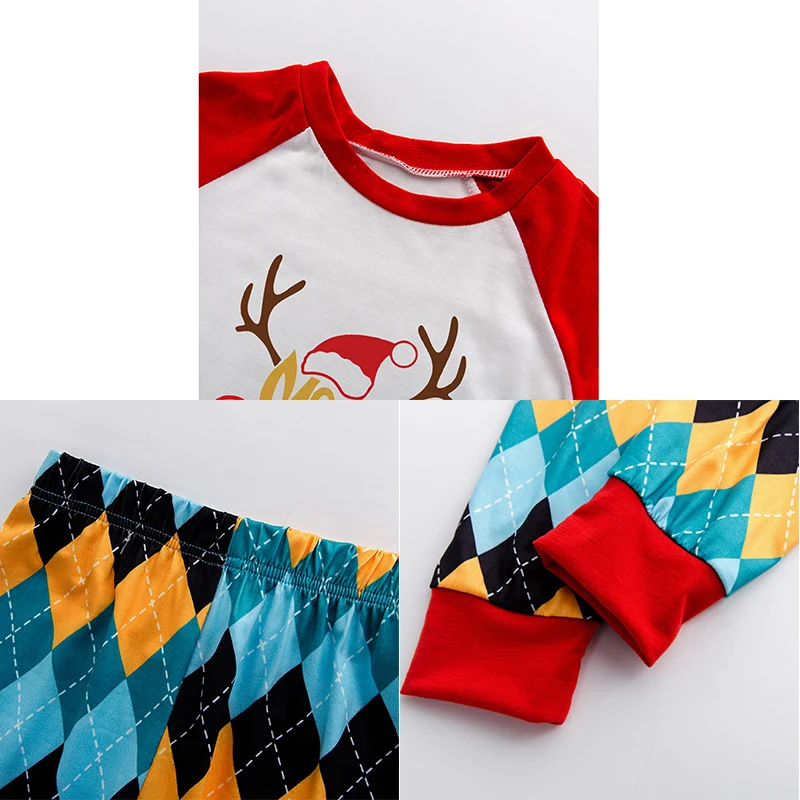 

2021 New Family Matching Outfits Letter Print Full T-shirt Plaid Pants Boy Sets Kids Mens Sets Christmas Mother Kids Family Look