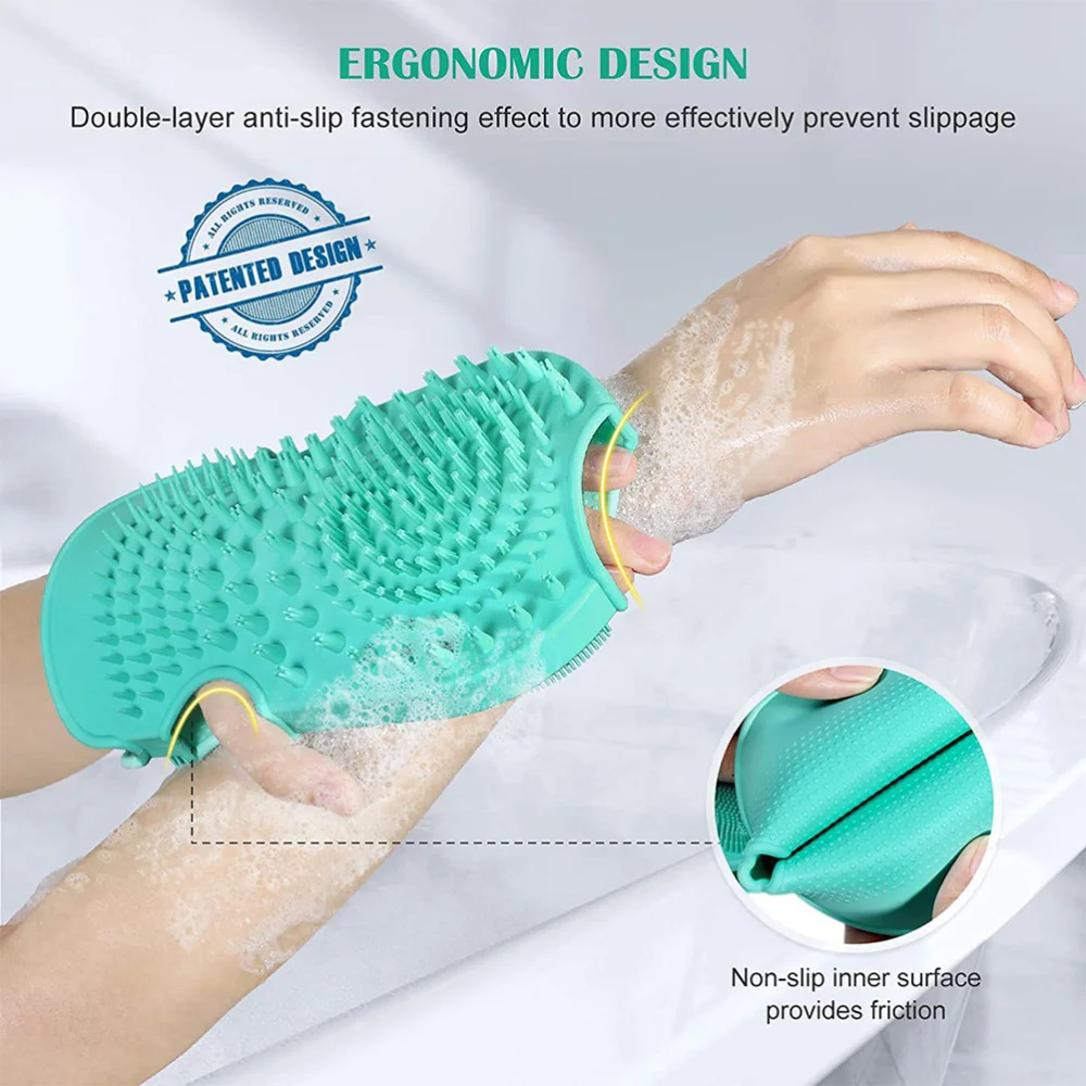 

1pc Silicone Bathing Glove Exfoliating Silicone Scrub (Mint Green)