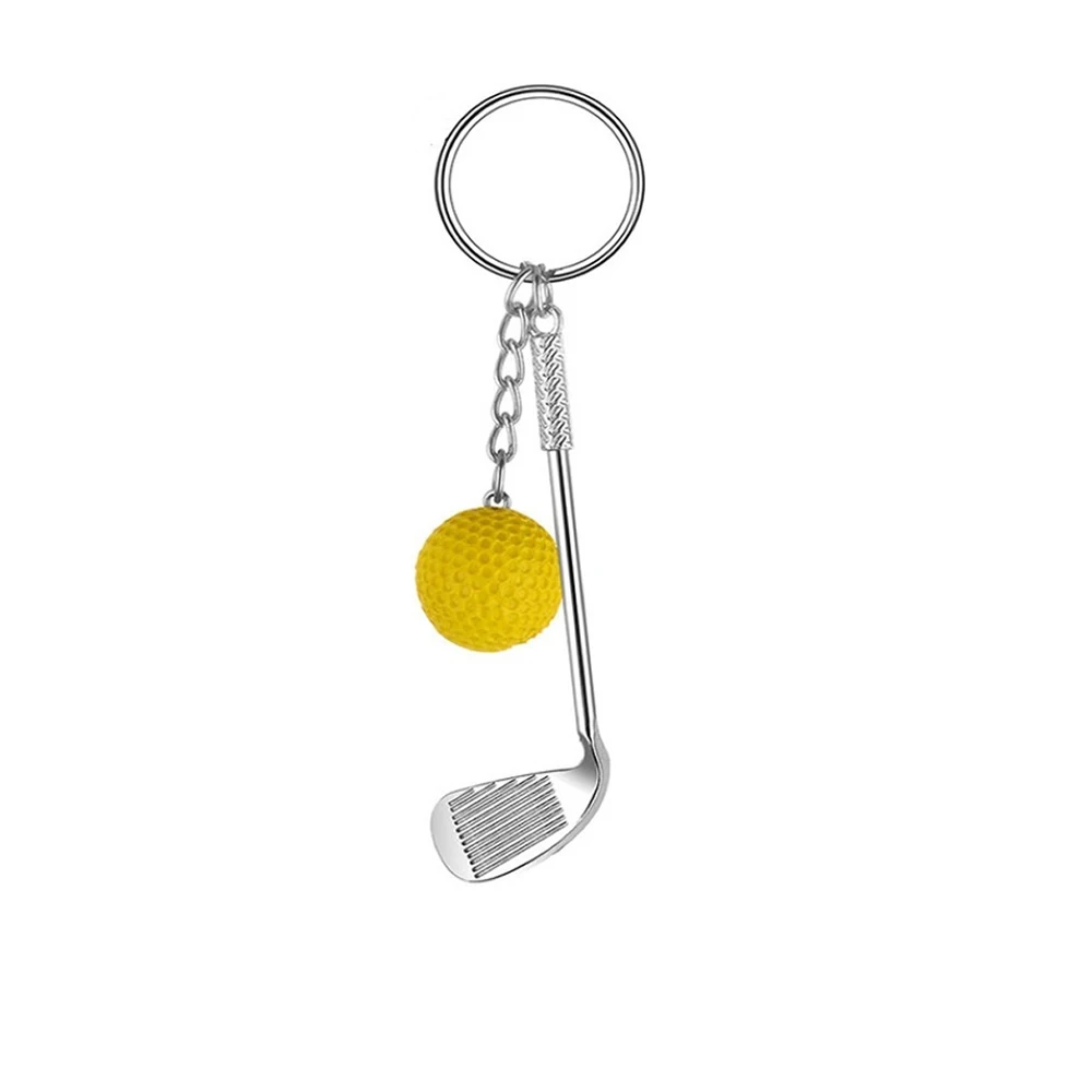 

New Fashion Mini Golf Racket Ball Pendant Keychain Key Ring Creative Metal Key Clasps Split Keyring Sports Clubs Gift