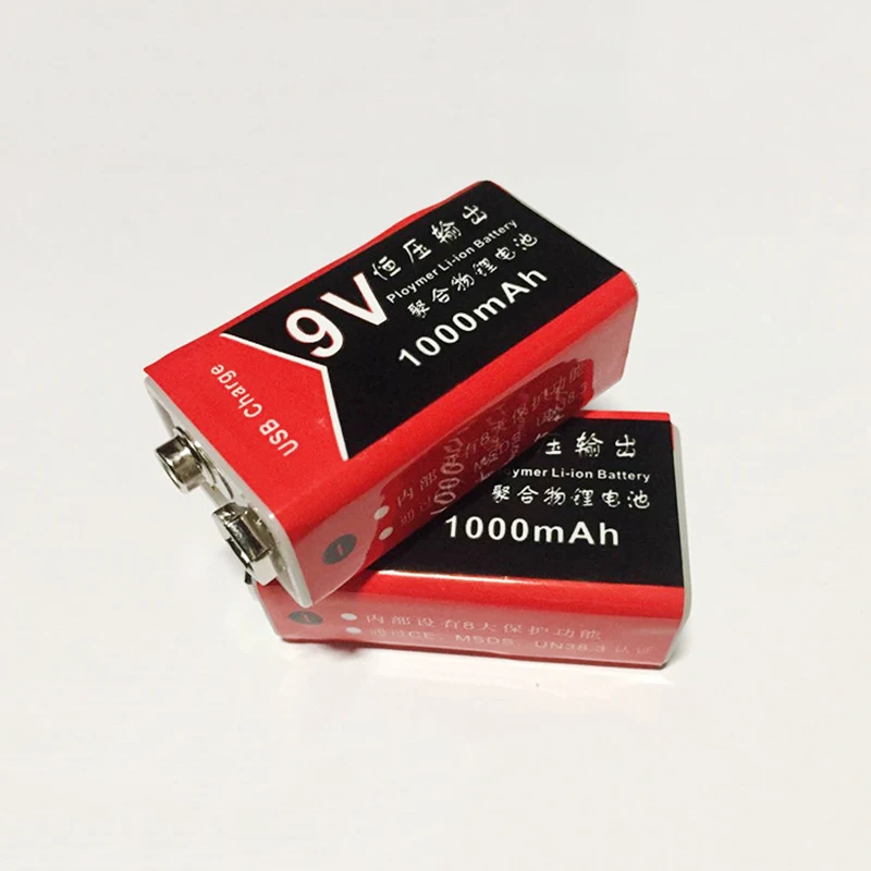 Зарядка через USB 9V 1000 мА/ч литий ионный аккумулятор Батарея Перезаряжаемые 9В для