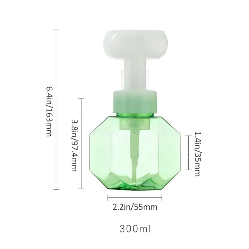 

300ml Liquid Soap Dispenser Flower Shape Foam Foaming Pump Empty Bottle Plastic Clear Bottle Home Shower Gel Foam Pump Bottle