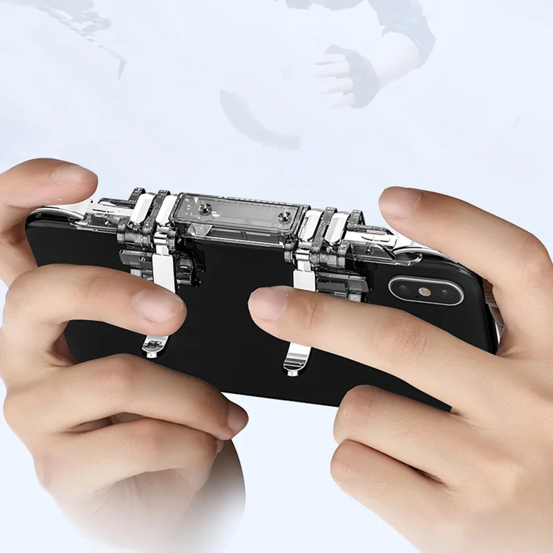 six fingers adjustable pubg phone gamepad gaming controller shooter trigger fire handle button joystick for iphone android free global shipping