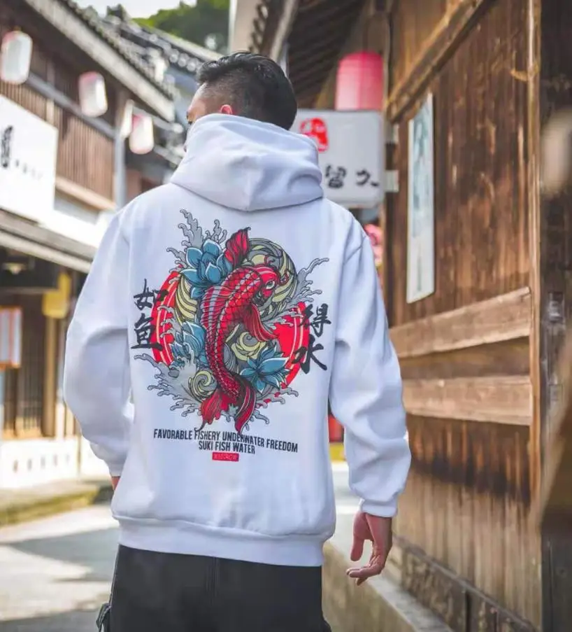 Японские толстовки мужские повседневные осенние топы с круглым вырезом в стиле