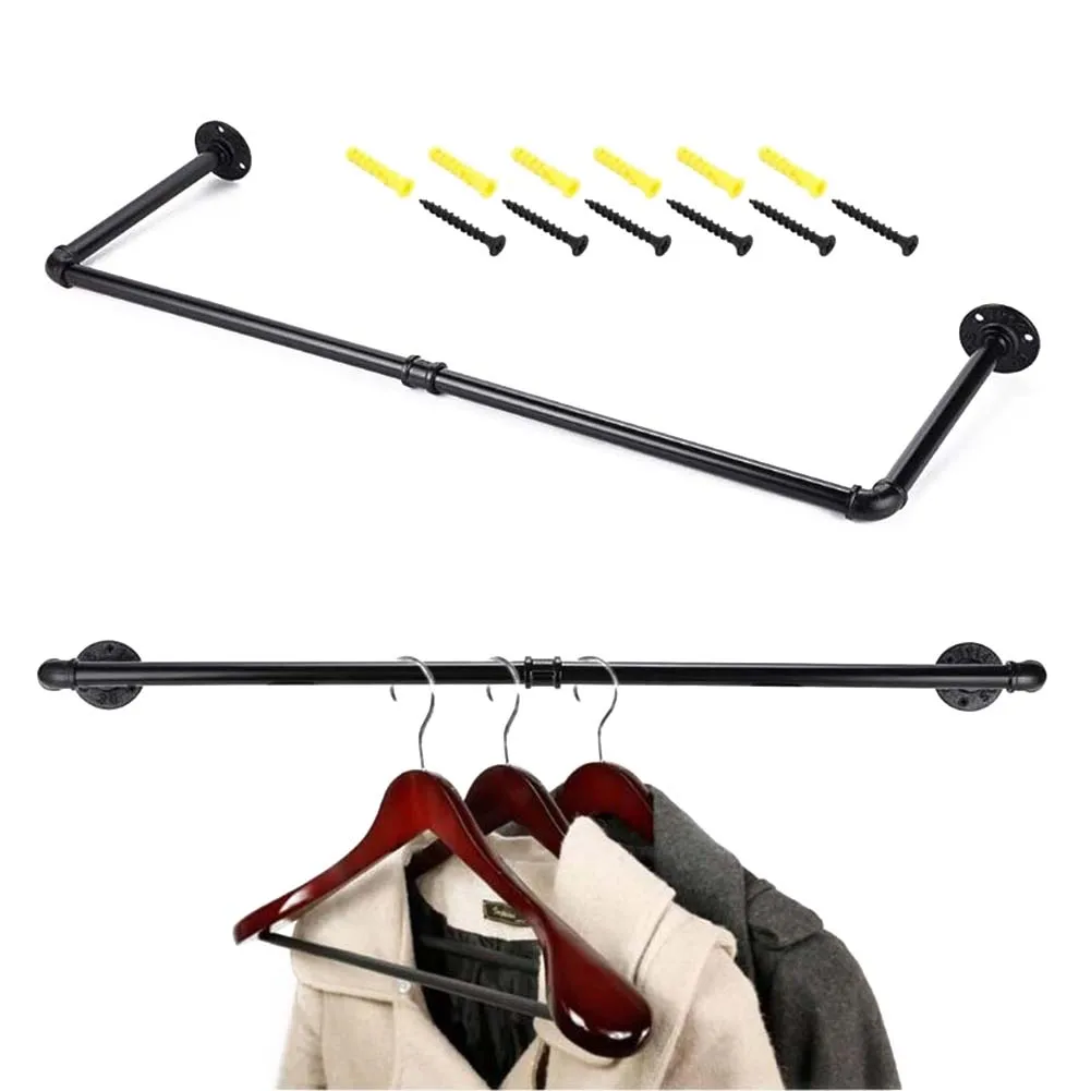 

NEW Bedroom Garment Home Multipurpose Wall Mounted Rustic Easy Install Industrial Pipe Clothes Rack Space Saving Hanging Shelf