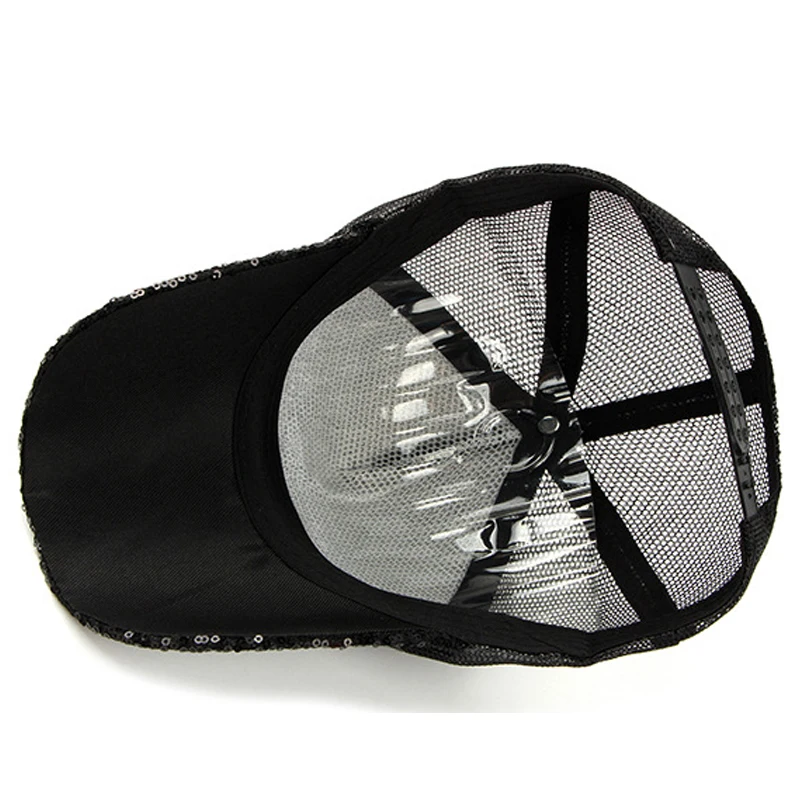 Бейсболка женская с пайетками регулируемая простая Стильная кепка от солнца