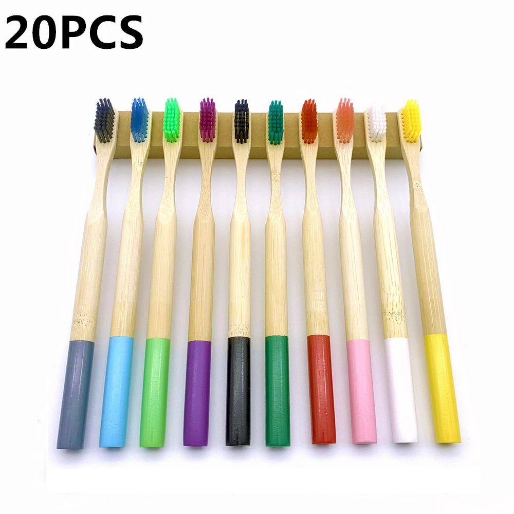 

20 Pack - Biodegradable Natural Charcoal Bamboo Toothbrushes (BPA Free Soft Bristles Compostable, Eco Friendly,Organic, Vegan)