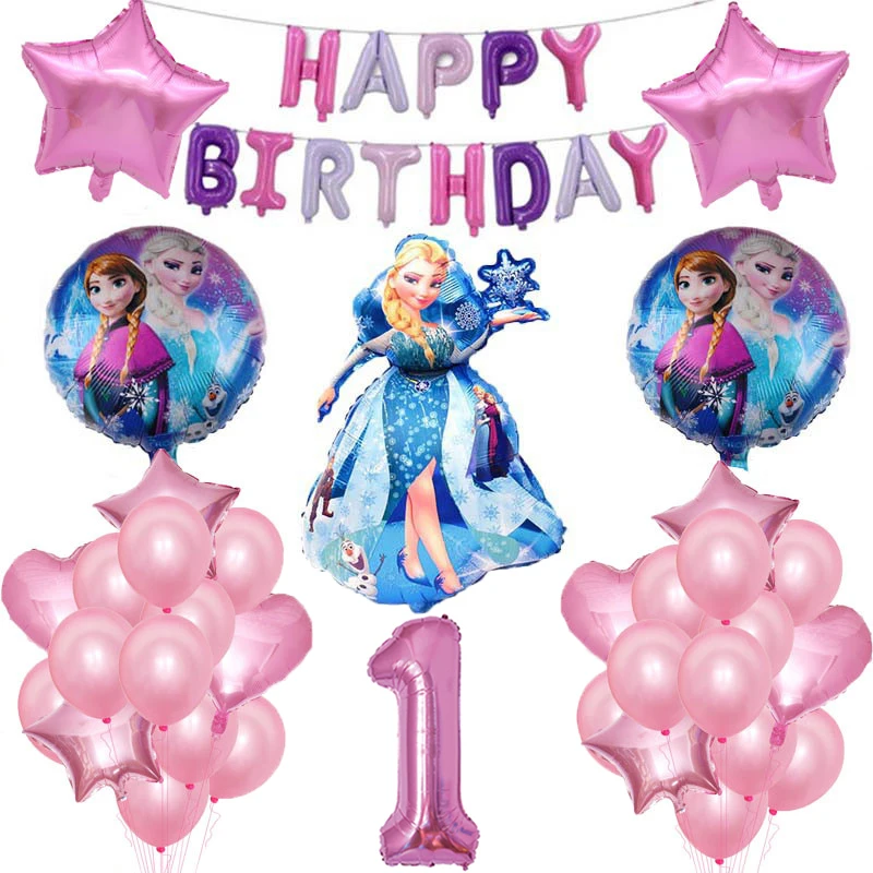 Globos de helio de princesa de Frozen de Elsa, Disney, n&uacute;mero de 32 pulgadas, decoraciones de fiesta de cumplea&ntilde;os para ni&ntilde;as, juguetes para ni&ntilde;os-3