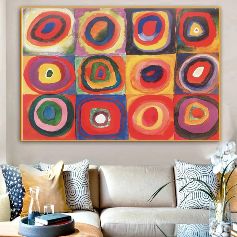 Современная Абстрактная красная круглая картина Wassily Kandinsky постеры и принты на