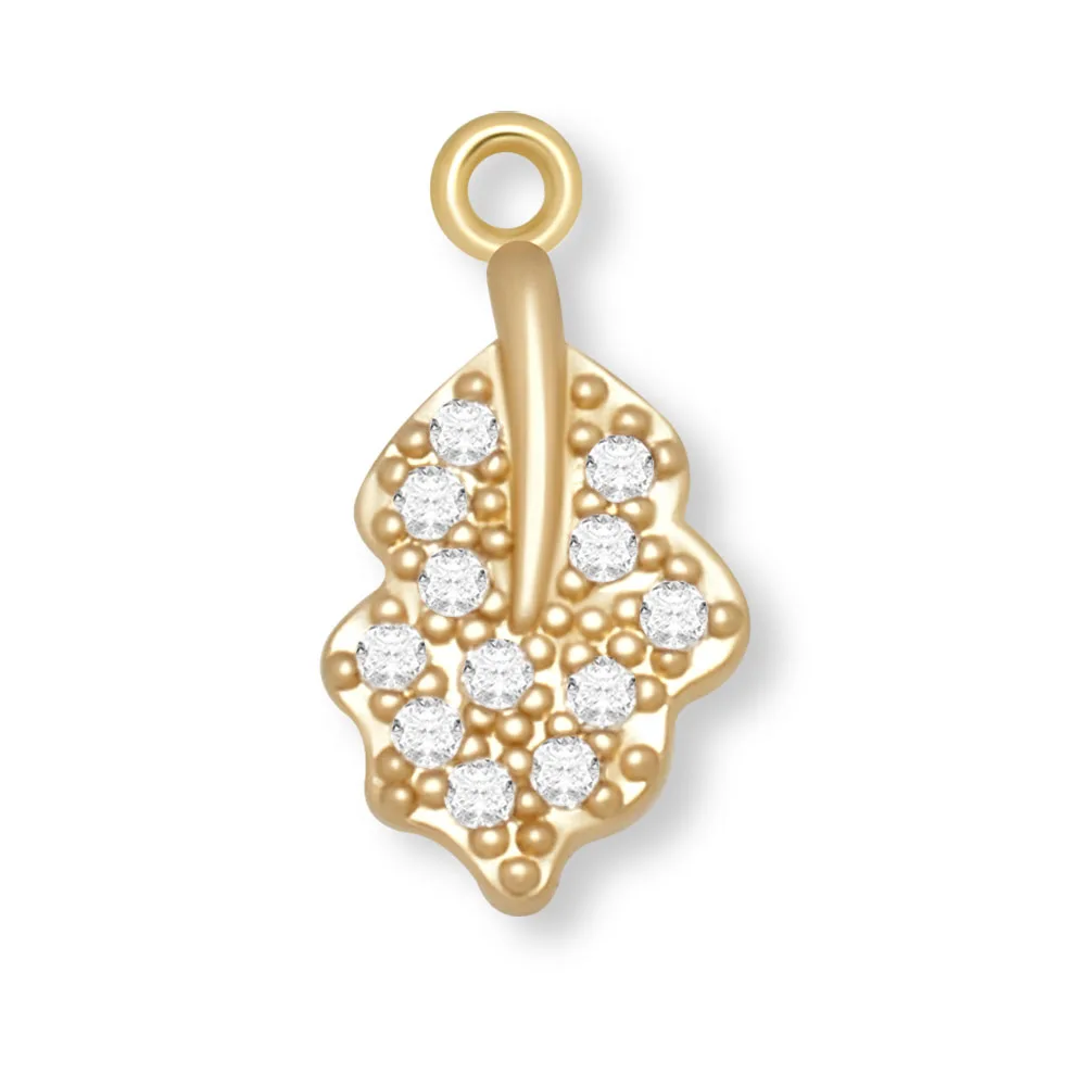 

Кулон в виде листьев из меди с фианитом класса ААА