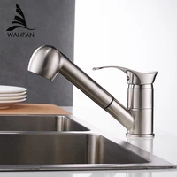 kitchen faucets 360 degree swivel pull out kitchen sink faucet water saving polished black basin crane mixer brass tap wf 7005